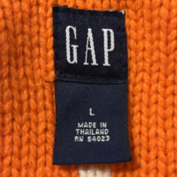 Vintage GAP Denim Jacket Orange Lambs’Wool Lining with White Snowflake Size L - Picture 11 of 11